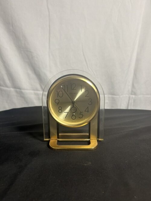 Vintage Seiko Brass And Acrylic Quartz Desk Alarm Clock Japan Tested Works