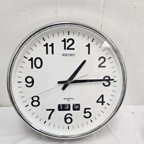 Vintage Seiko Day Date Quartz Wall Clock Working JAPAN 1970s Rare QC103N