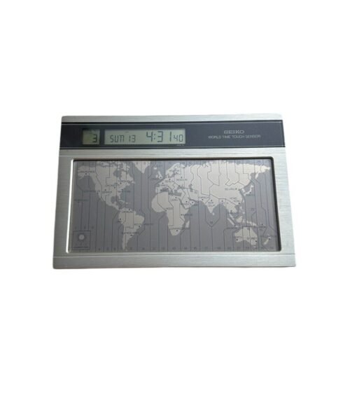 Vintage Seiko Desk Clock World Time Touch Sensor 1980’s Time Zones Date (YJ20)