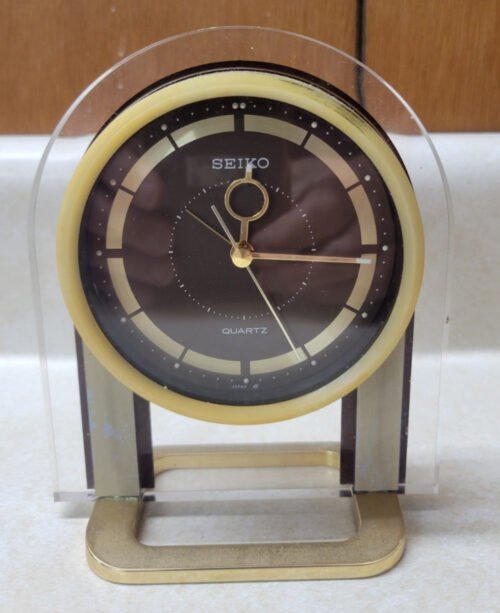 Vintage Seiko Quartz Mantel Dresser Table Alarm Clock QP346G Japan Works 5.5"