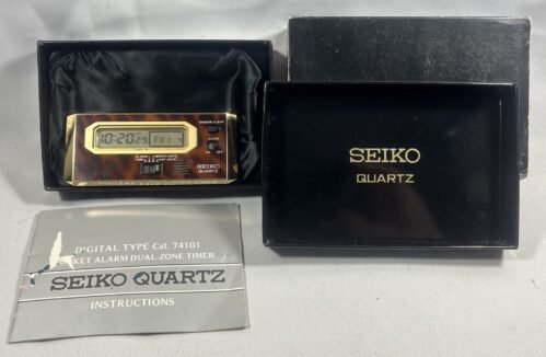 Vintage Seiko Quartz Travel Alarm Clock - Gold Tone - Made in Japan - Working