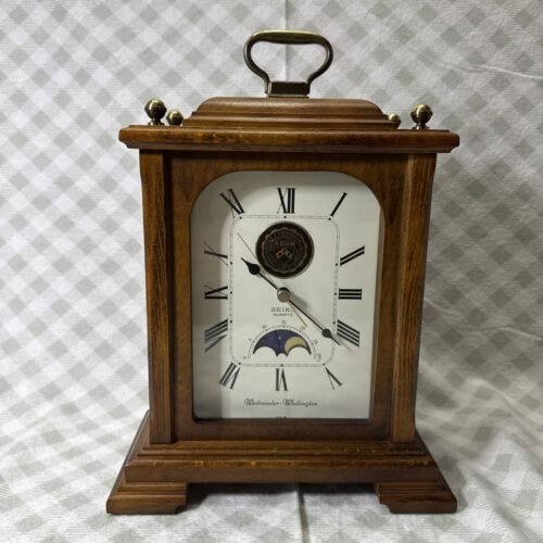 Vintage Seiko Quartz Westminster Whittington Wooden Mantle Chime Clock