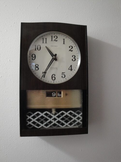 Vintage Seiko Sonola Transistor Mantle Or Wall Calendar Clock - WORKS, AS IS