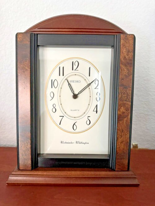 Vintage Seiko Westminster Whittington Wooden Mantel Quartz Clock QXJ 108 BLH