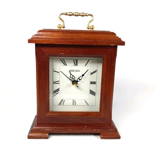 Vintage Seiko Wooden Mantel Clock QXG337BLH Quarts Movement Japan