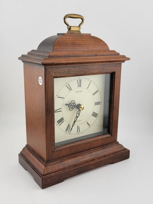 Vintage Seiko Wooden Mantel, Desk Or Table Quartz Clock. Very Nice Working Cond.