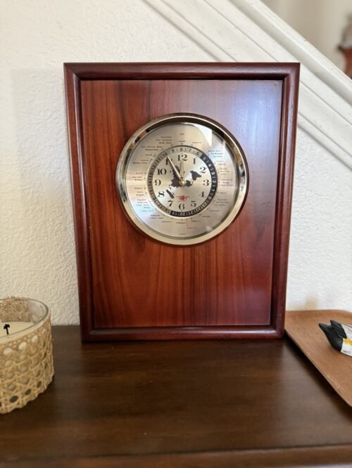 Vintage Seiko World Clock, Wood Panel Desk Or Wall Clock