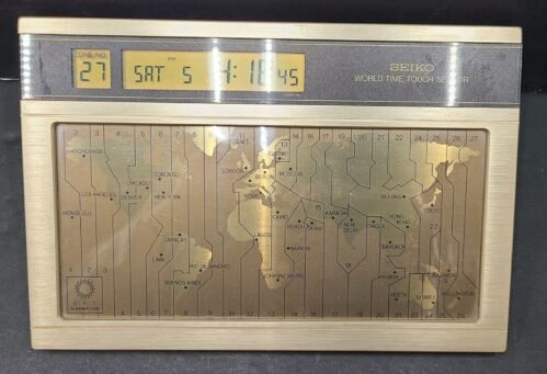 Vintage Seiko World Time Touch Sensor YJ20 Desk Clock Cities & Time Zones Japan