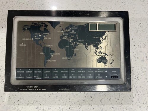 Vintage SEIKO World Time Voice Talking Alarm International Digital Desk Clock Se