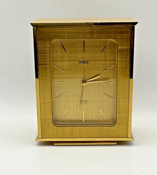 Vintage Semca Electronic Gold Tone Rectangular Travel/Alarm Clock Swiss Made