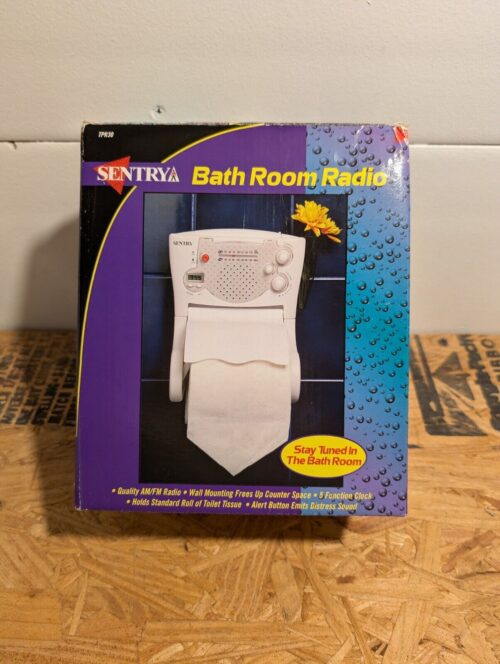 Vintage Sentry TPR30 Bathroom AM/FM Radio Clock Wall Toilet Paper Holder NOS