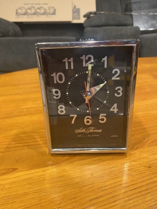 Vintage Seth Thomas Banker ALARM CLOCK Chrome Glowing Hands