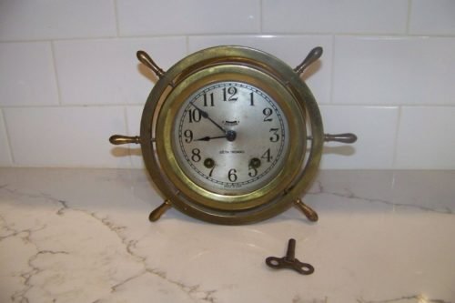 Vintage Seth Thomas Brass Ships Clock Old As Found Restore