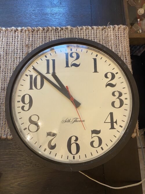 Vintage SETH THOMAS Industrial 12” Face Plastic Wall Clock Electric - Working