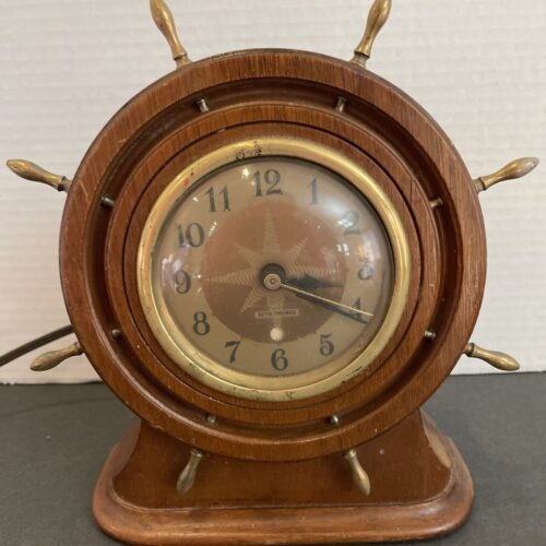 Vintage Seth Thomas Nautical Ships Wheel Mantel Clock 1947 E006-004 Preowned