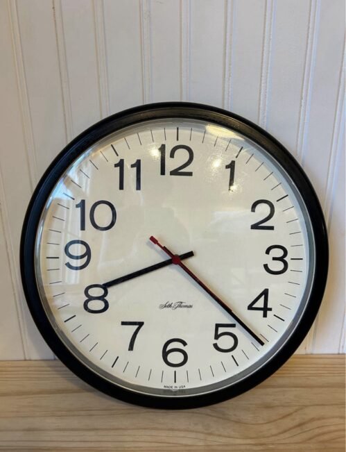 Vintage Seth Thomas School House Battery Operated Wall Clock 13 Inch Model 1138