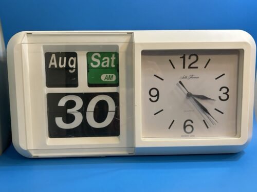 Vintage Seth Thomas Wall Clock Model 2619 Date-Minder Flip Calendar 19” Wide
