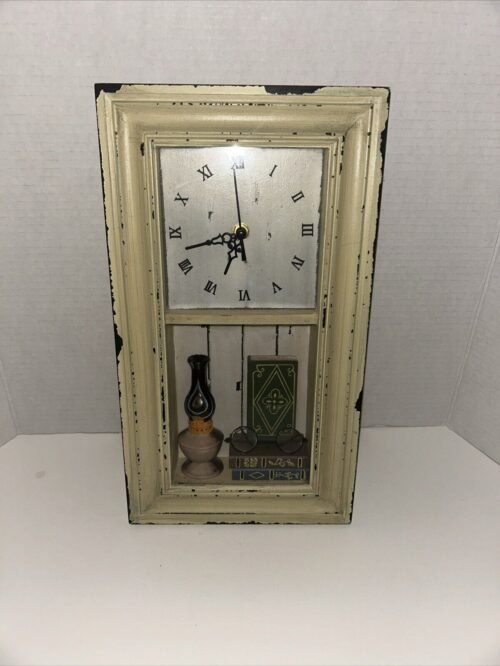 Vintage Shadow BOX Clock - Library Scene