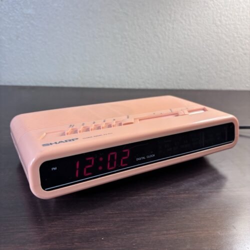 Vintage Sharp Clock Radio FX-C11P Digital Retro Pink/Peach 1980s Tested & Works