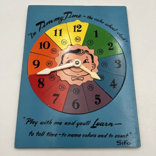 Vintage SIFO Wooden Puzzle Timmy Time Color Wheel Clock Wood 1950's