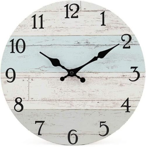 Vintage Silent Non-Ticking Wooden Decorative Round Clock Quality Rustic Country