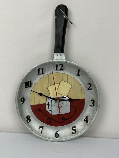 Vintage Skillet Clock Toast Toaster Food Kitchen Diner Works