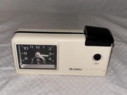 Vintage Sloan Electronic Mini Quartz Alarm Clock Working Portable w/Case. TESTED