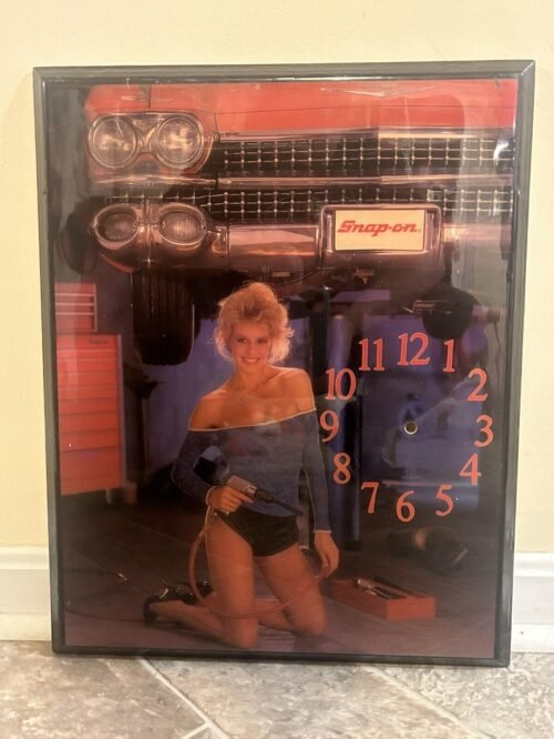 VINTAGE SNAP-ON WALL CLOCK LINGERIE PINUP GIRL 20x16" Needs New Clock