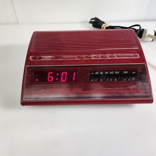 Vintage Sonic Am/fm Radio Alarm Clock Model CRX7 RED Nostalgic Retro