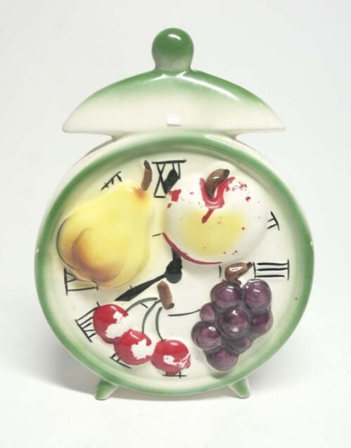 Vintage Sonsco Japan Fruit Clock Wall Pocket- Some Loss of Red- Kitchen Kitsch