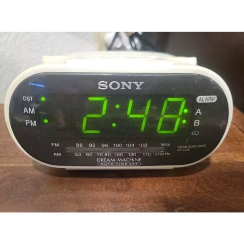 Vintage Sony Dream Machine AM/FM Dual Alarm White Clock Radio ICF-C318 Retro