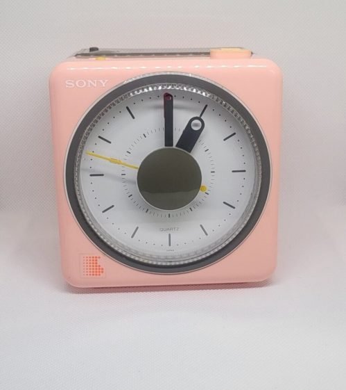 ~ Vintage Sony *PINK* CUBE CLOCK ICF-A10W AM/FM Radio Alarm Tested & Working! ~