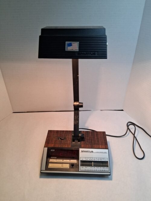 Vintage Spartus Clock Radio Lamp Model 1107 Woodgrain AM/FM Alarm - Works!