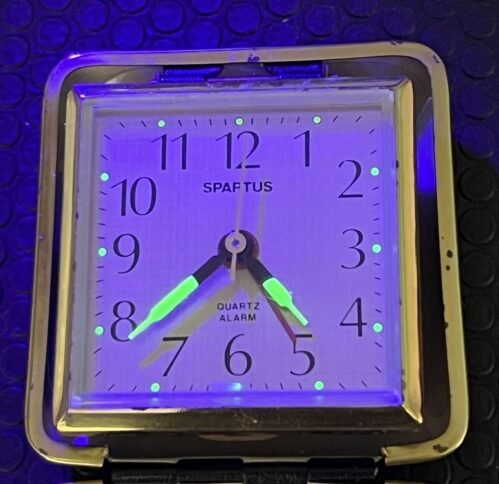 Vintage Spartus JWCII Foldable Travel Alarm Clock Battery Luminescent