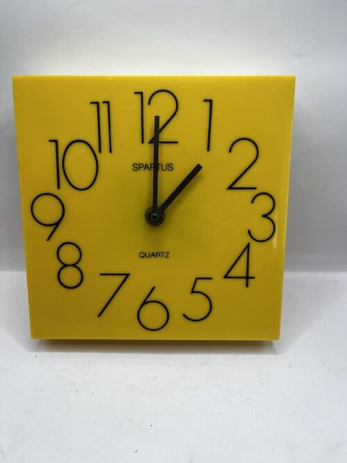 Vintage Spartus Quartz Wall Hanging Square Clock Plastic Minimalist Design USA