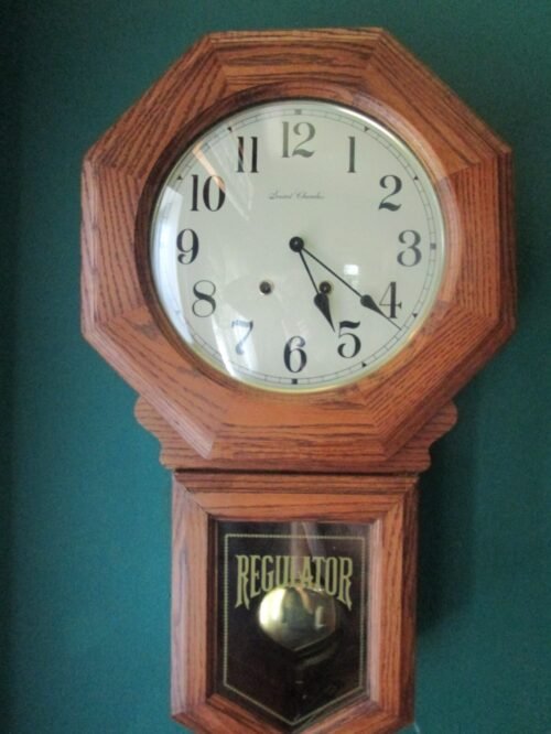 Vintage St Charles Regulator Wall Clock w/key