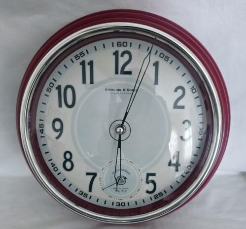 Vintage Sterling & Noble 1950's Red Diner Kitchen Retro Style Wall Clock 12"