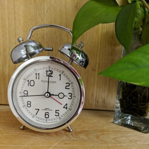 Vintage Sterling & Noble Retro Chrome Analog Double Bell Quartz Alarm Clock