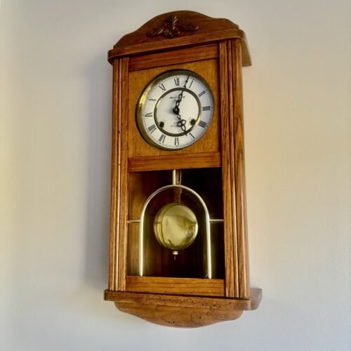 Vintage Strausbourg 31 Day Chime Winding Pendulum Wall Clock 24” Works Great!