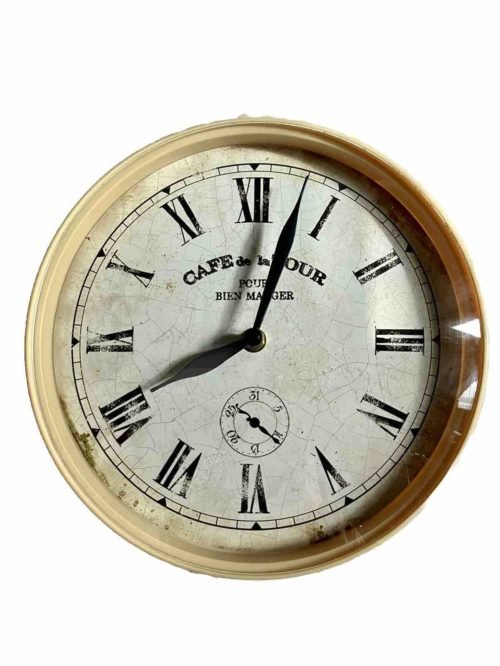 Vintage style clock “Cafe De La Tour Paris” (14”) Pour Bien Manger