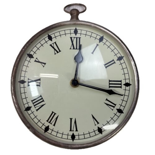 Vintage Style Pocket Watch Wall Clock Roman Numeral Quartz Battery Made in India