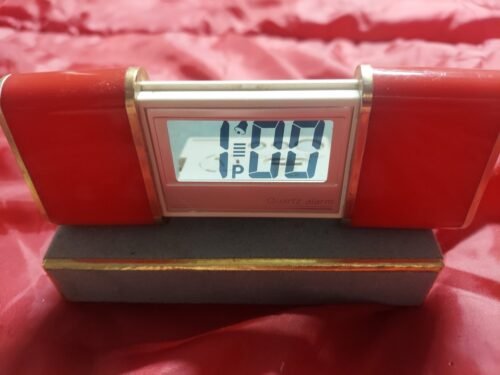 Vintage Style Quartz Travel Alarm Clock Red And Gold With Translucent Time...