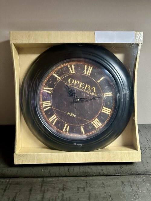 Vintage Style Roman Numeral Wall Clock Black Round Opera Paris Lyon Decor