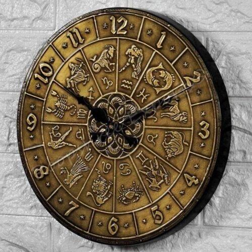 Vintage Style Wall Clock Hand-Crafted Wood And Brass Wall Clock