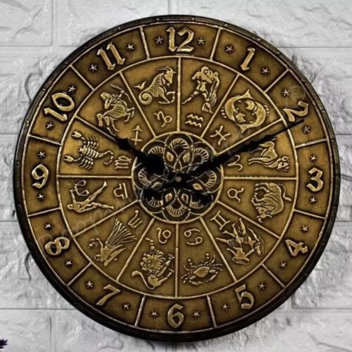 Vintage Style Wall Clock Hand-Crafted Wood And Brass Wall Clock