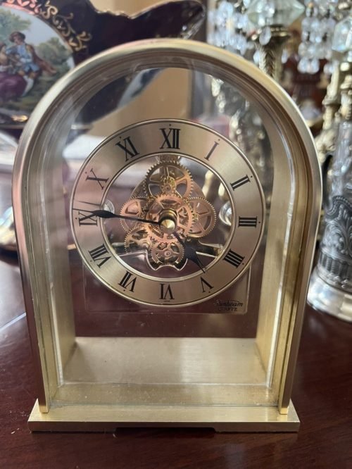 Vintage Sunbeam Quartz Brass Skeleton Clock 882-600