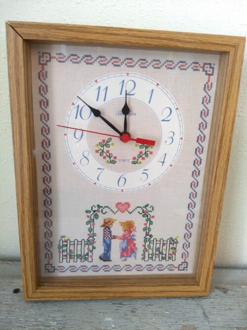 Vintage Sunbeam Quartz Wall Clock Needlepoint Cross Stitch Print Design Works