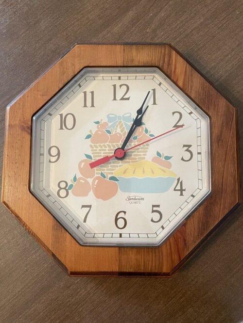 Vintage Sunbeam Quartz Wood Frame Fruit Theme Face Wall Clock Tested Works