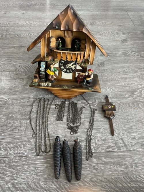 Vintage Swiss Musical Movement Cuckoo Clock "Never On Sunday" Edelweiss 7709-18