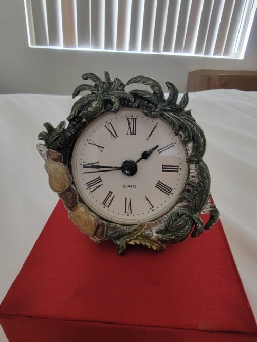Vintage Table Clock Rustic Metal Roman Numerals